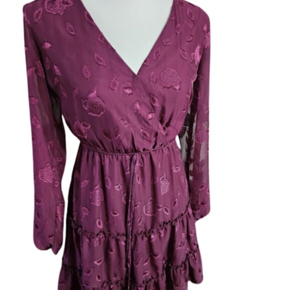 Citi Vibe boho-inspired burgundy wrap style dress in size XS - Picture 1 of 4